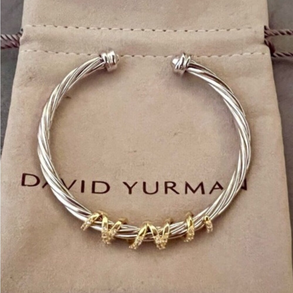 David Yurman Silver and Gold Twisted Bracelet 4mm